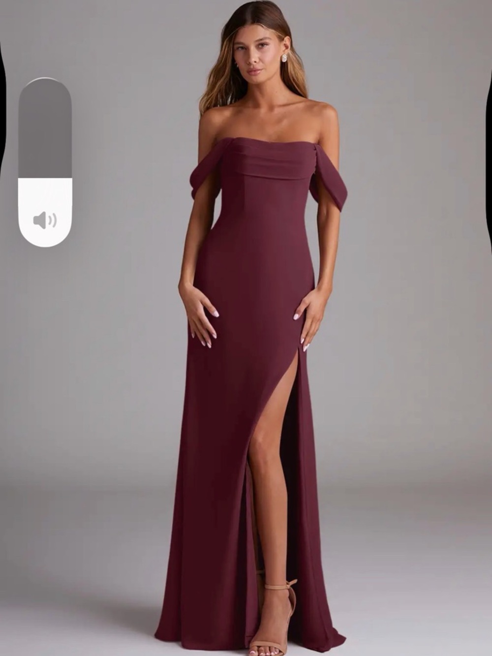 Azazie Strapless Burgundy Off-Shoulder Evening Gown